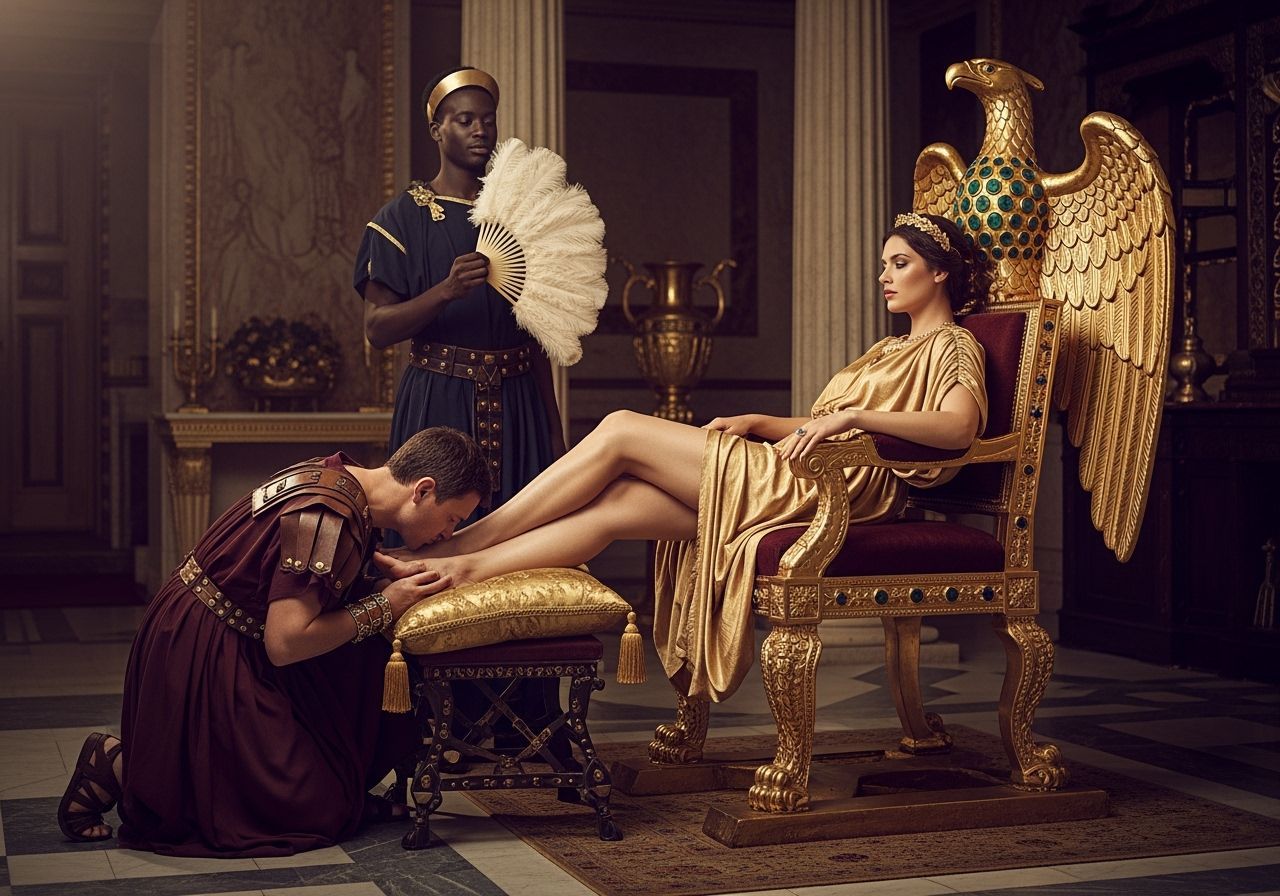 Roman Empress on Eagle Throne in Lavish Palace