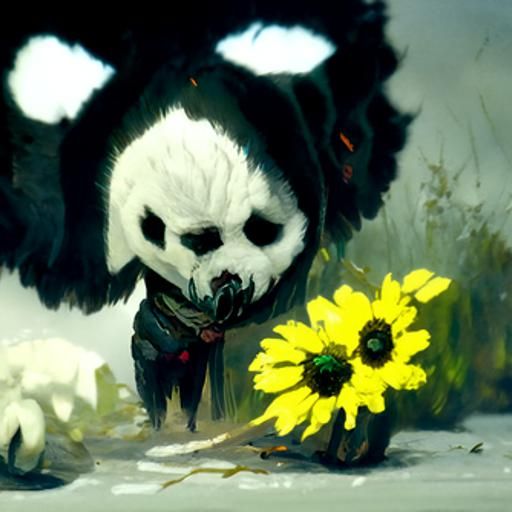 Sad Panda with Flower Crown, Sinister Style