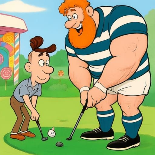 Rugby Player and Hipster on Candy Land Mini Golf