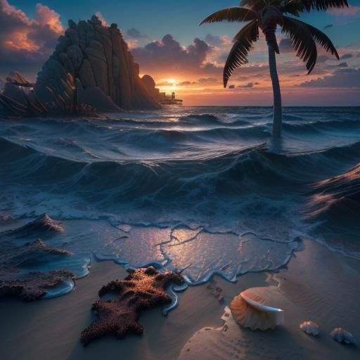 Photorealistic Coastal Scene with Vivid Details