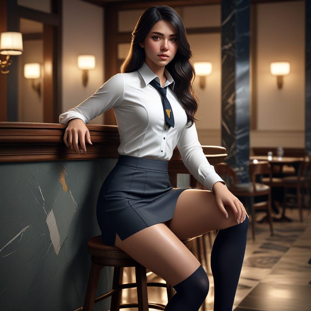 Elegant High School Girl in Detailed Digital Art