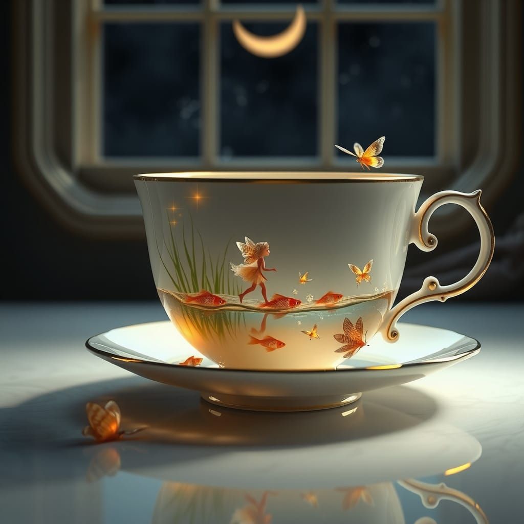 Enchanted Fae Realm in Delicate Teacup