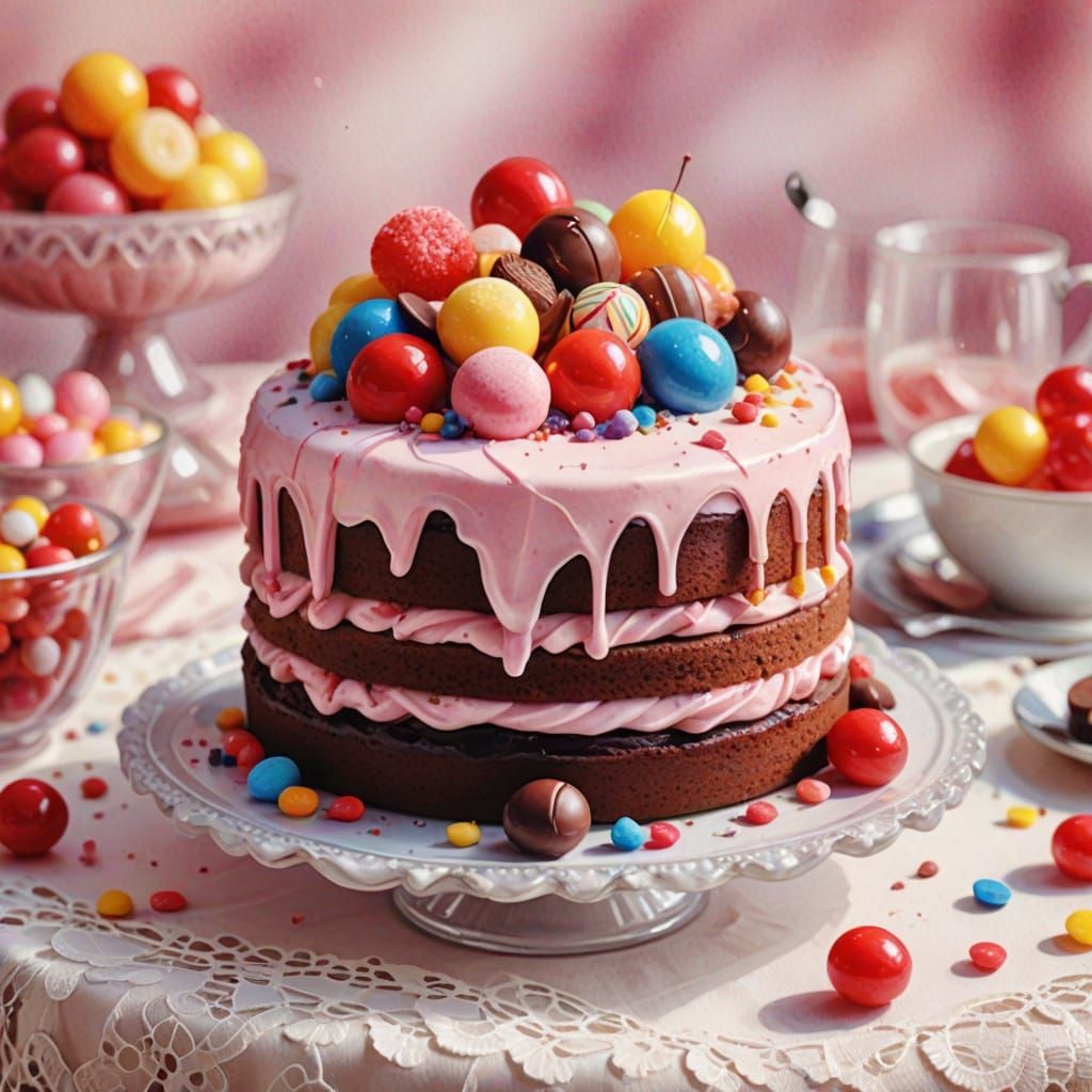 Watercolor Whimsy: Cozy Cafe Cake