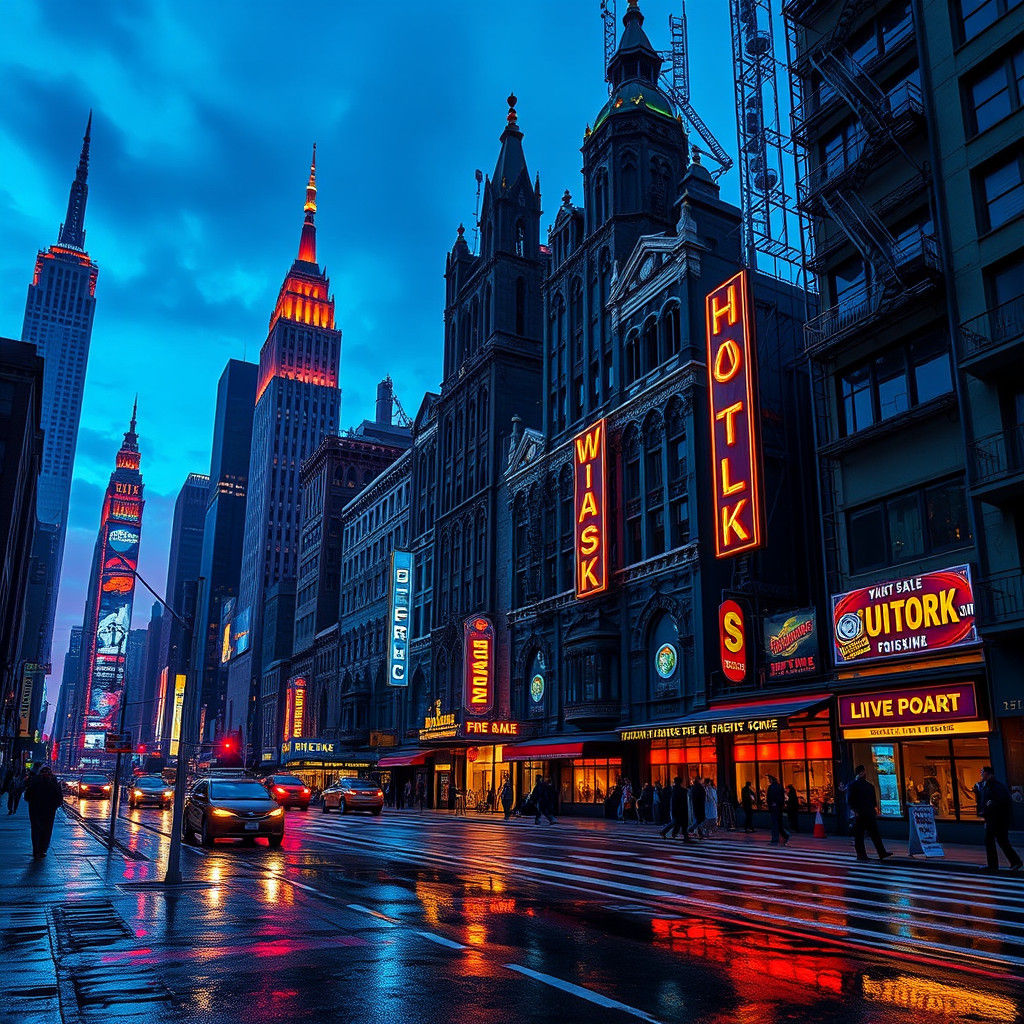 Cyberpunk New York City at Dusk