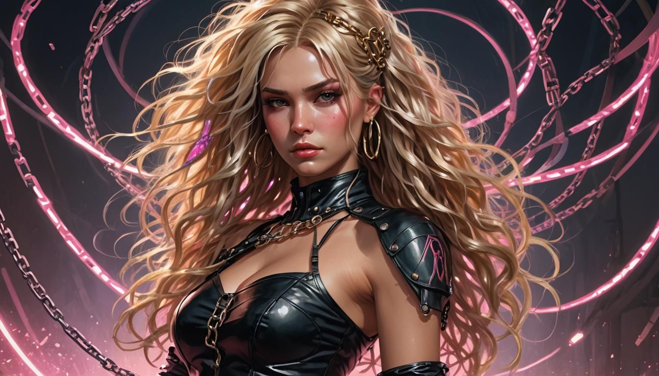 beautiful dominant woman in black leather