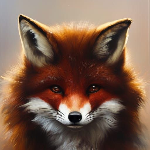 Chibi Anthro Fox Aristocrat Portrait in Oil Gouache