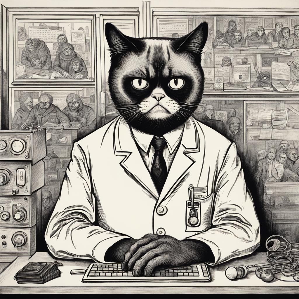 Grumpy Cat's Medical Mishap: Expressionist Art