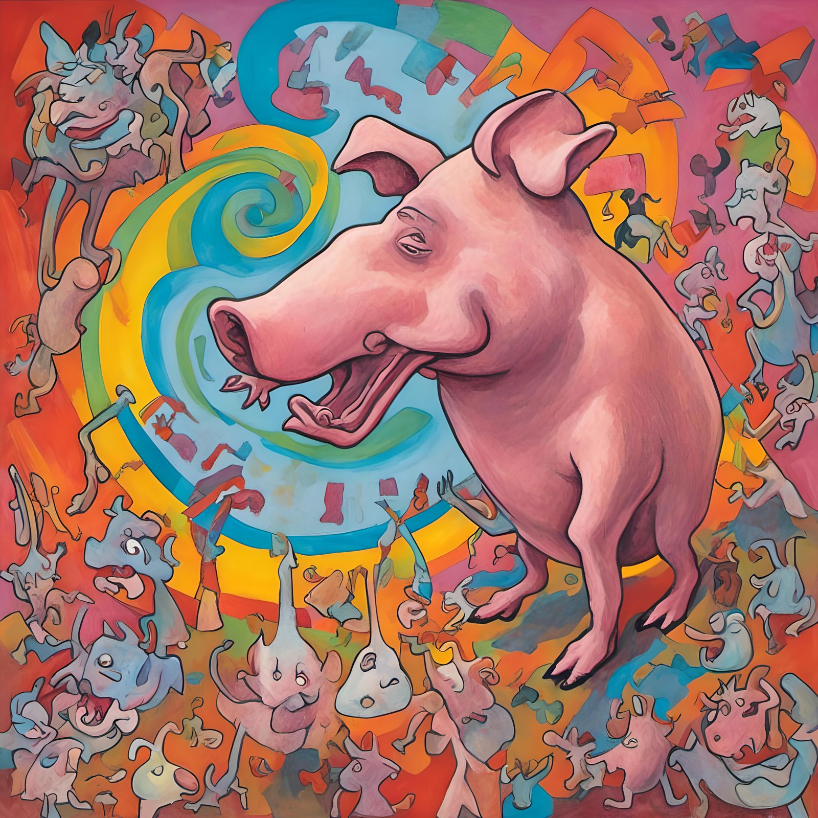 Grumbling Pig in Hairy Who Style