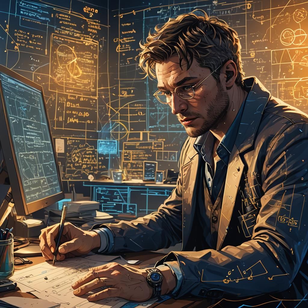 Intricate Digital Art of Klaus at Computer