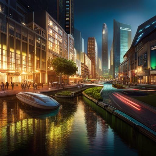 Hyperrealistic Future Green City Concept Art