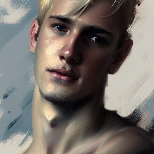 Blonde Man Portrait in Contemporary Digital Art Style
