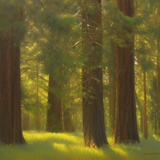 Lush Forest: An Oil Painting