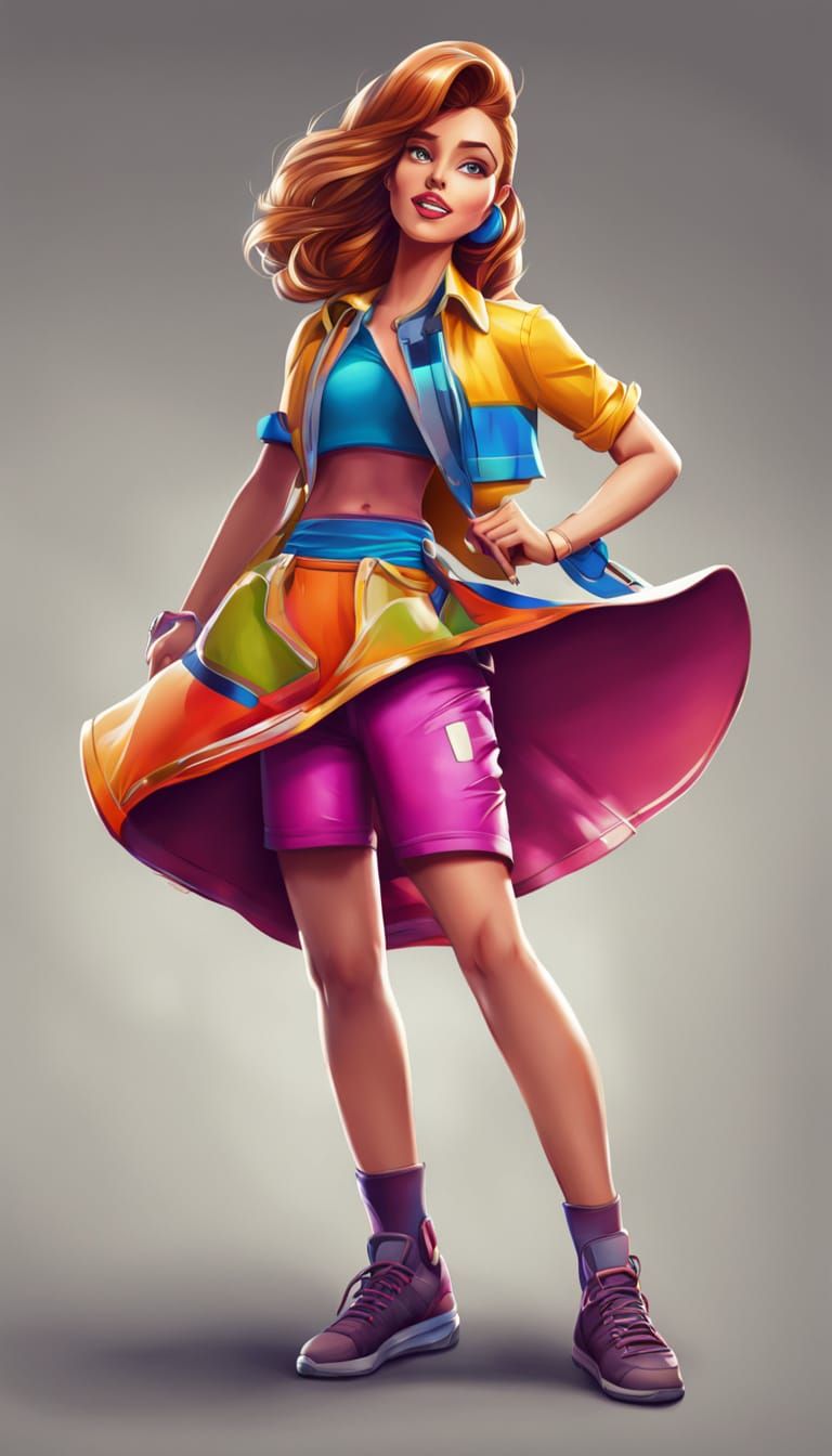 Confident Daphne Blake in Vibrant Cartoon Style