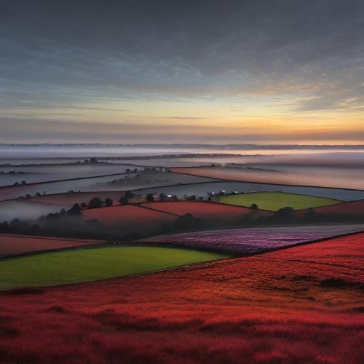 Misty Moor Landscape in Watercolor Style