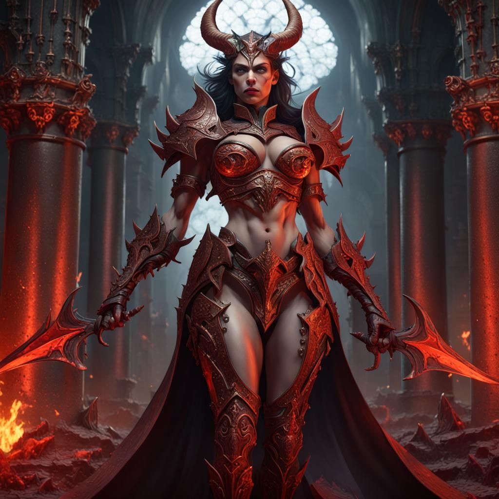 Demonic Queen in Hell Castle, Dark Fantasy Art