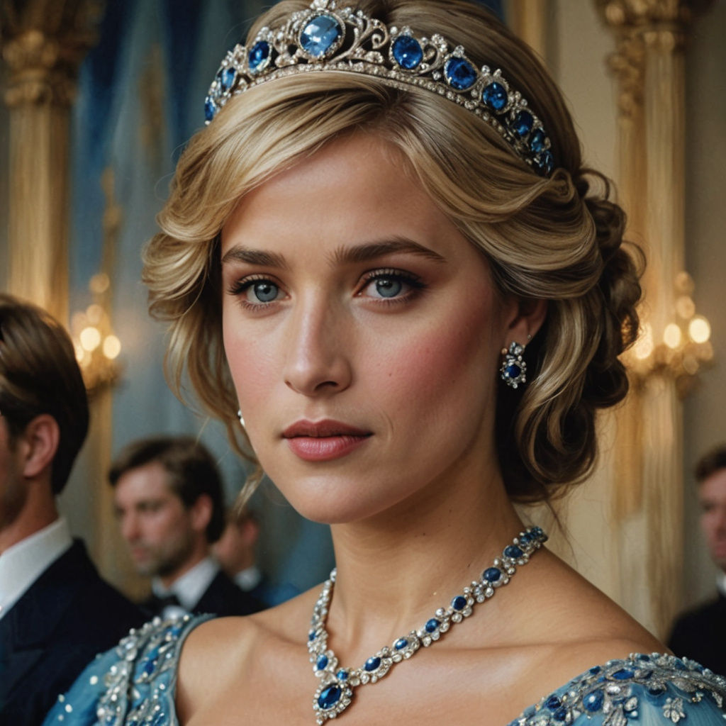 Royal Princess in Elegant Blue Gown