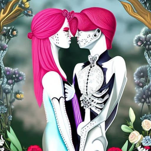 Two People With Pretty Hair Kissing
