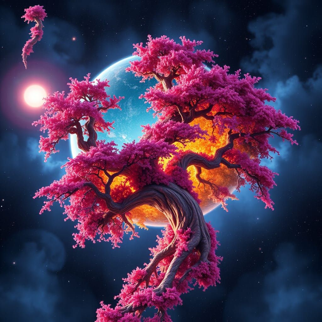 Alien Planet Forest Under Binary Stars