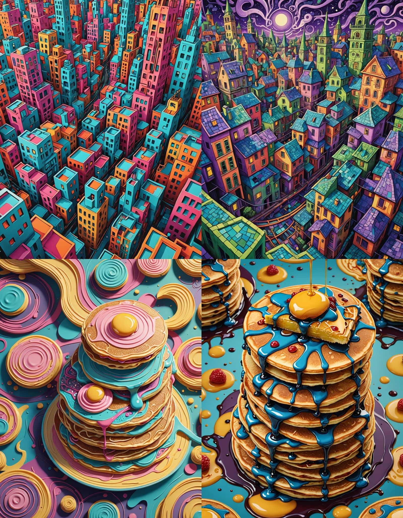 Surreal Pop-Retro Nightmare with Intersecting Lines