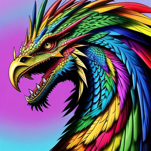 Rainbow Dragon Scale Man: Abstract Art Portrait