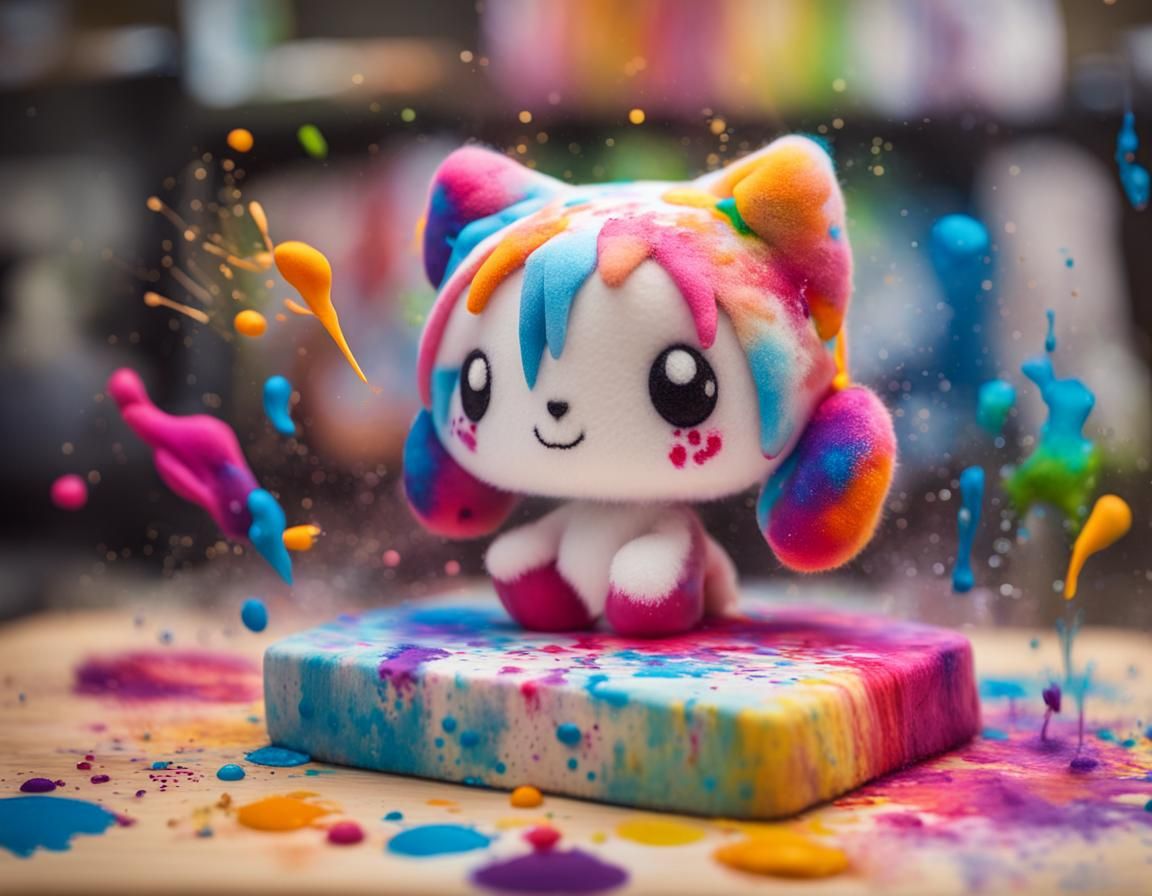 Happy Kerfluffles Create Splatter Art Paintings