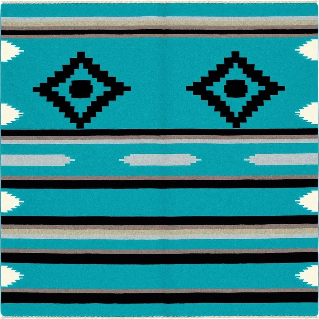 Teal Navajo Rug in Geometric Abstraction Style