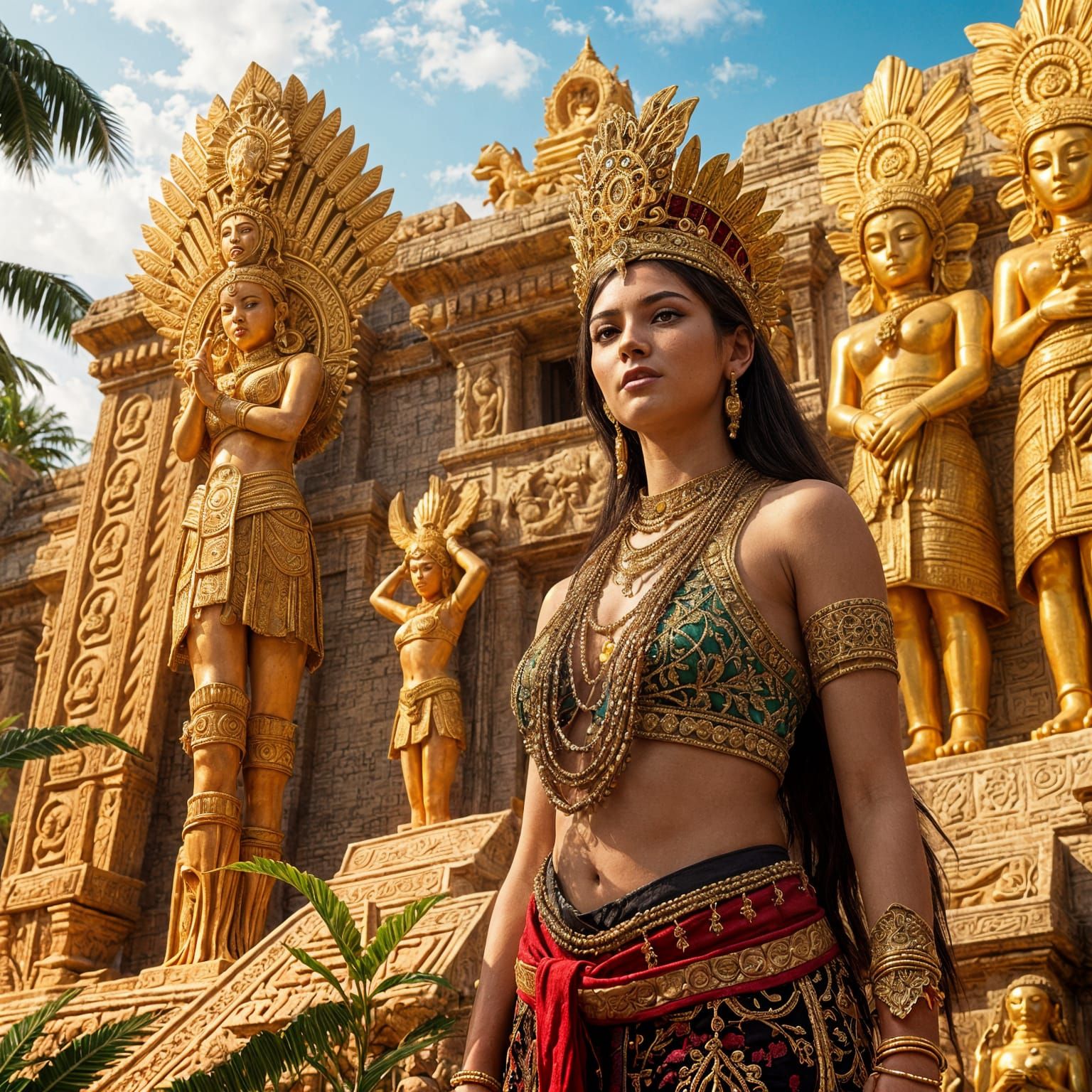 Ethereal Maya Princess in Golden Splendor