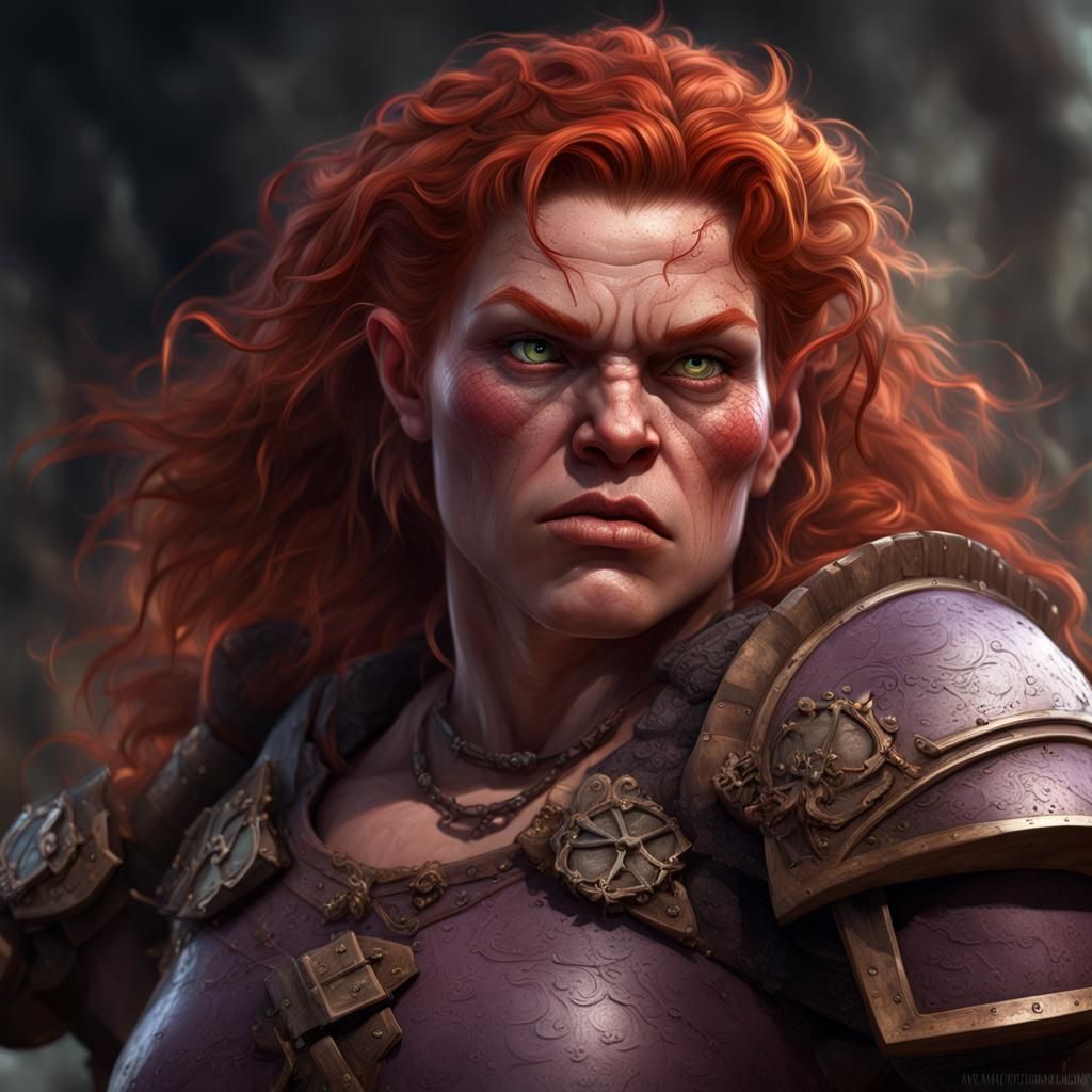 Furious Red-Haired Dwarf Warrior: Dark Fantasy Portrait