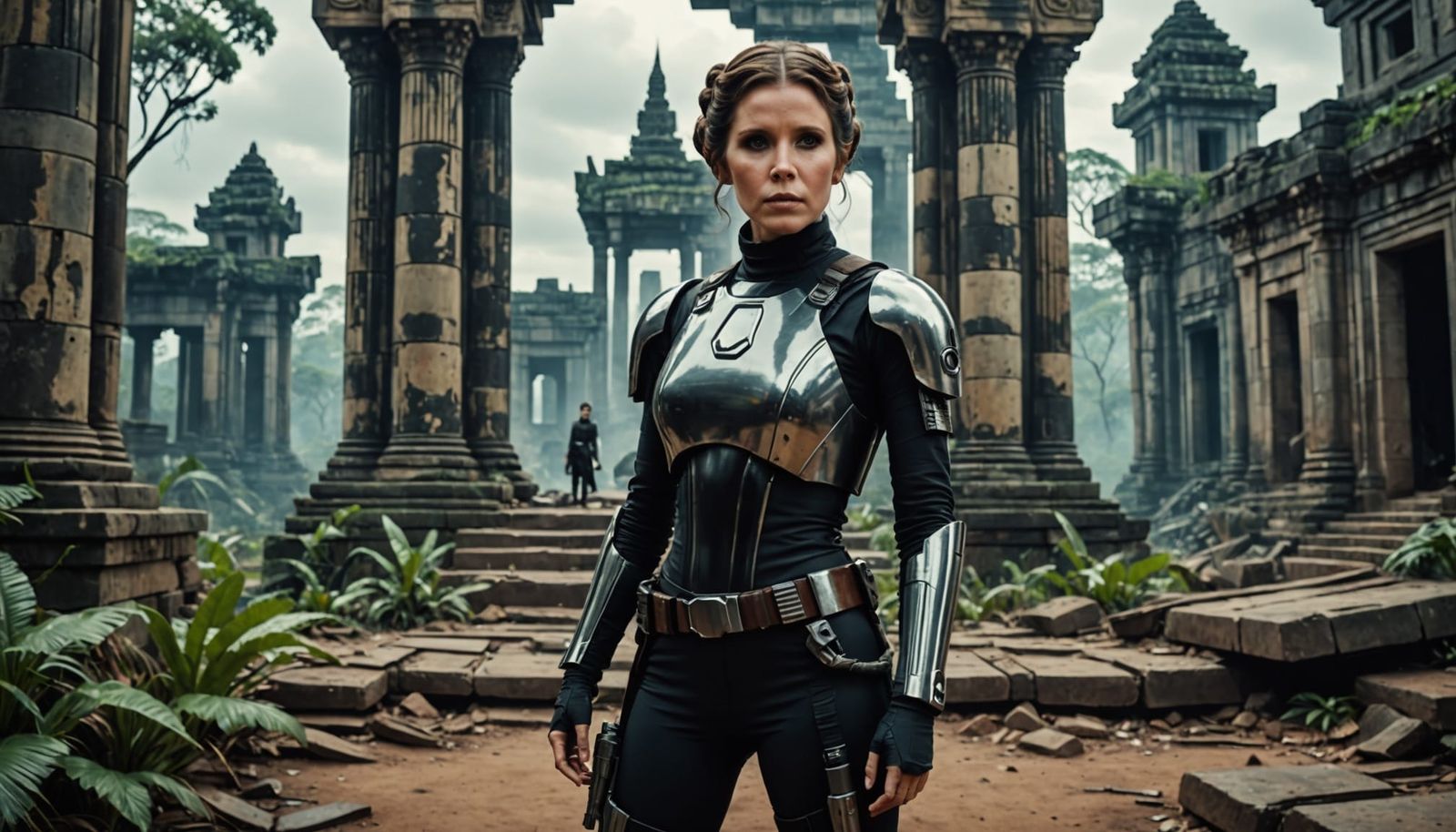 Stunning Photoreal Portrait of Princess Leia in a Jungle Tem...