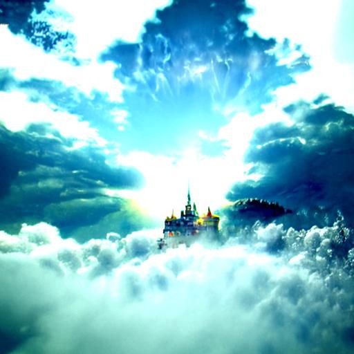 Heavenly Castle in the Sky with Sunshine