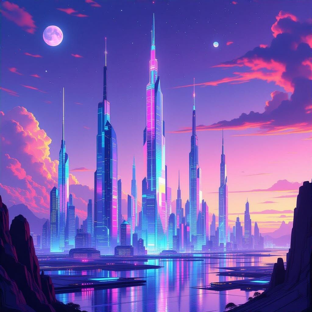 Futuristic Alien Cityscape with Glass Spires