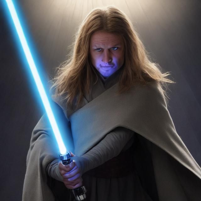 Jedi Knight Prepares for Battle with Lightsaber
