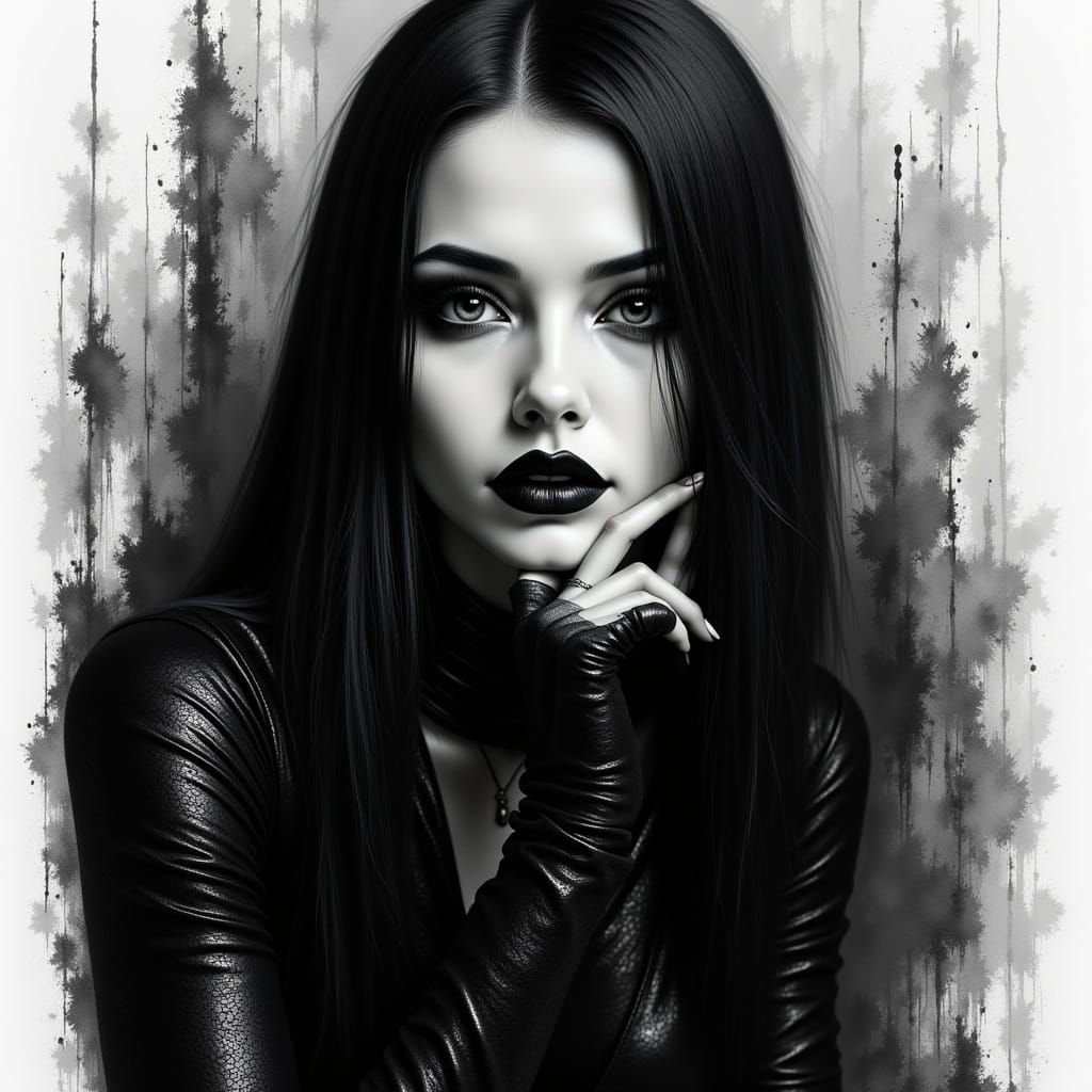 Monochromatic Portrait of a Stylishly Melancholy Woman