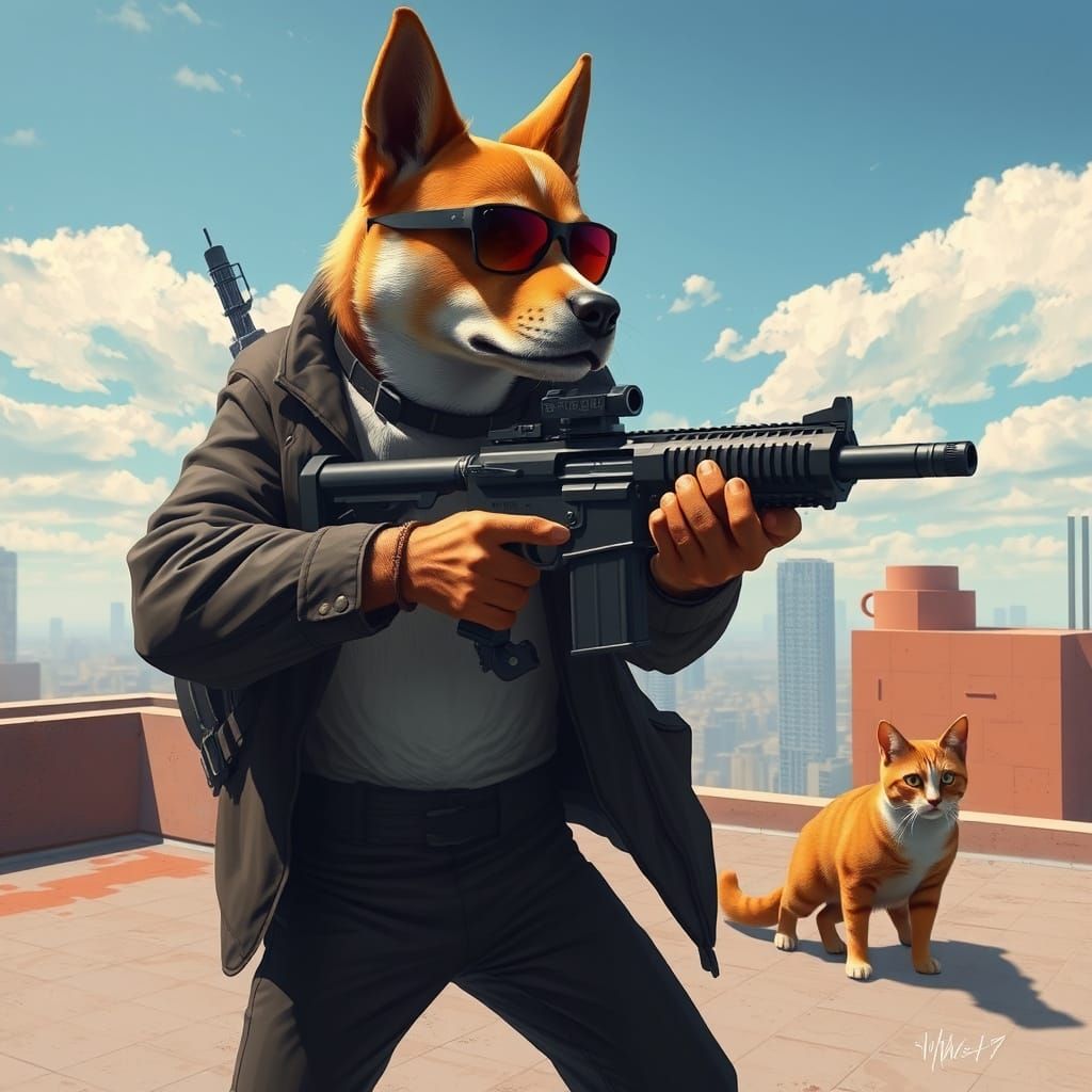 Tactical Dog Sniper Aims in Futuristic FBI Style