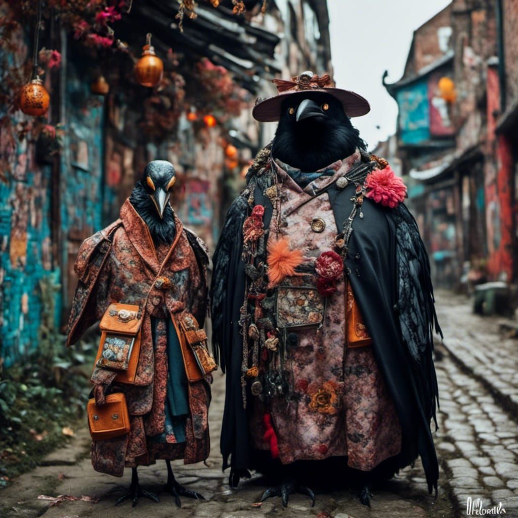 Crows and Plague Doctors in Kimonos