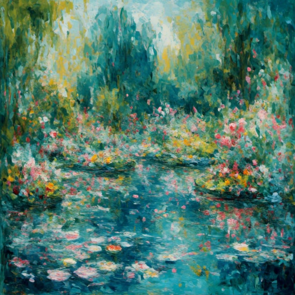 Monet Inspired Water Lily Garden Painting