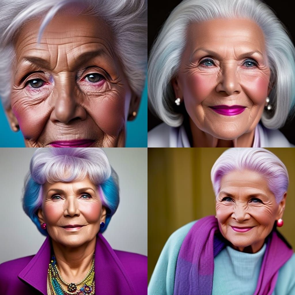 Colorful Hairstyle Portrait for Mature Women