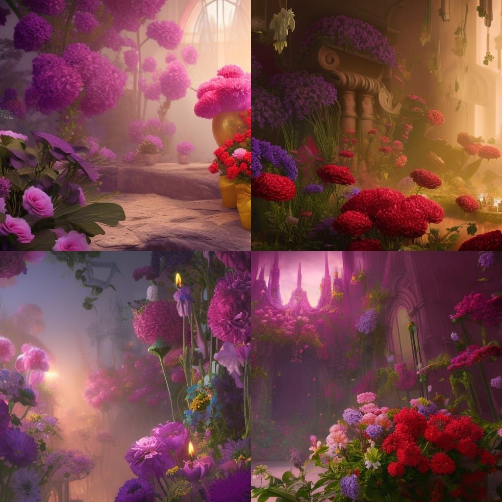 Fantastical Birthday Flowers and Candle in Matte Painting