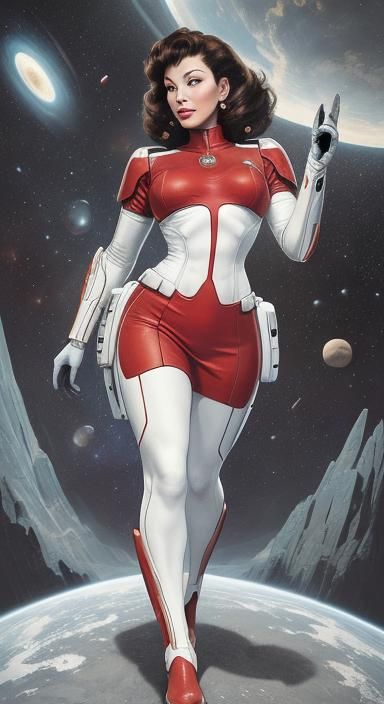 Retro Space Opera Pinup on Alien Planet