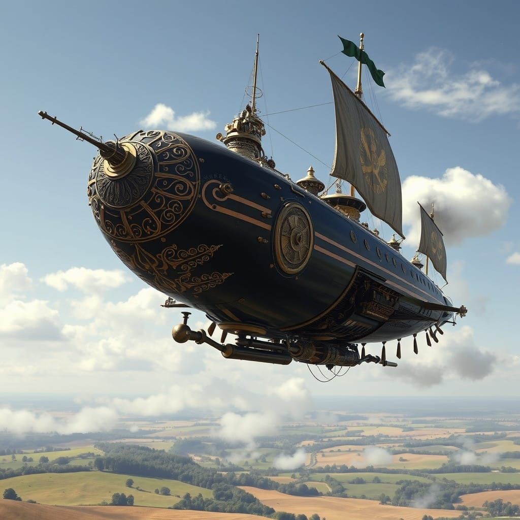 Steampunk Pirate Airship Dominates the Countryside