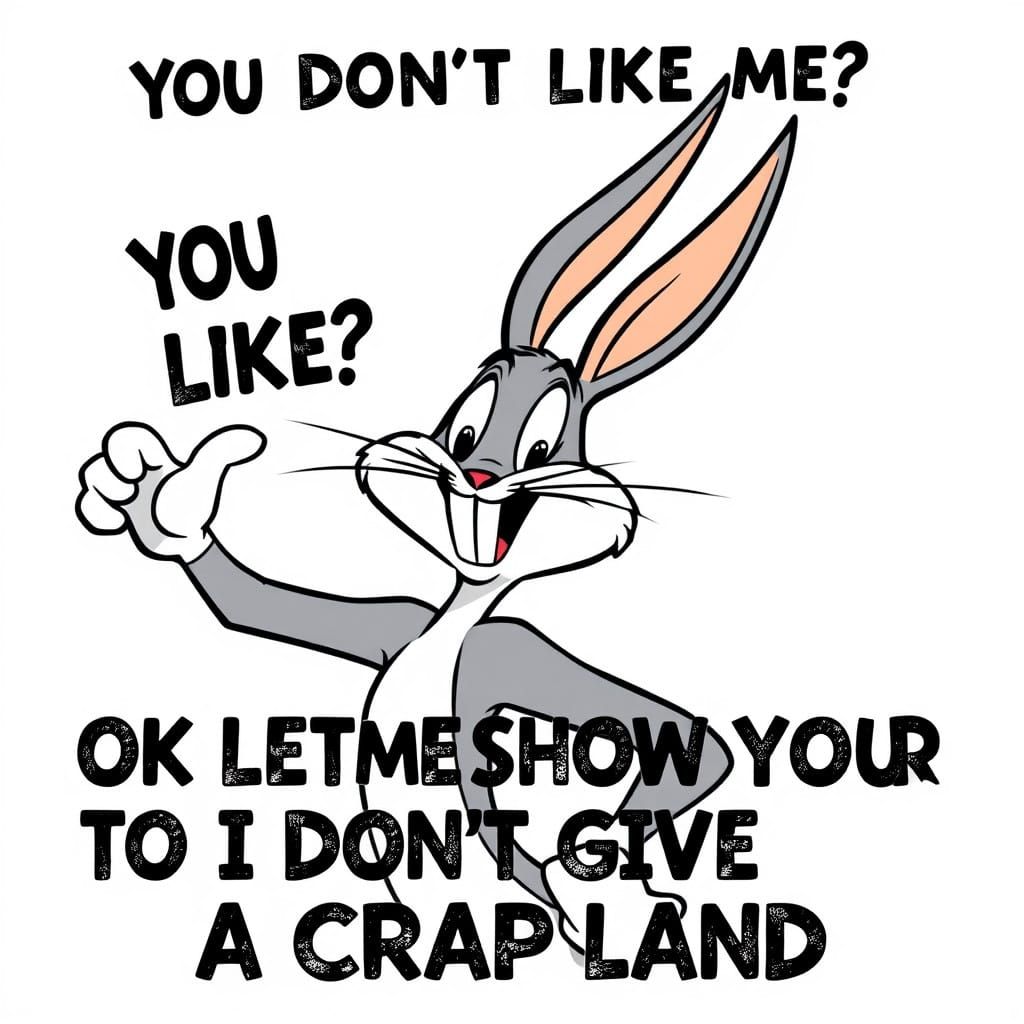 Vintage-Style Cartoon Illustration of Bugs Bunny in Energeti...