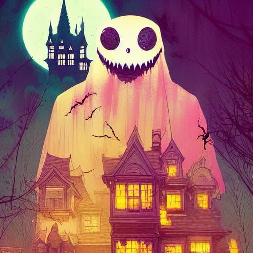 Cute Sheet Ghost on Halloween Night