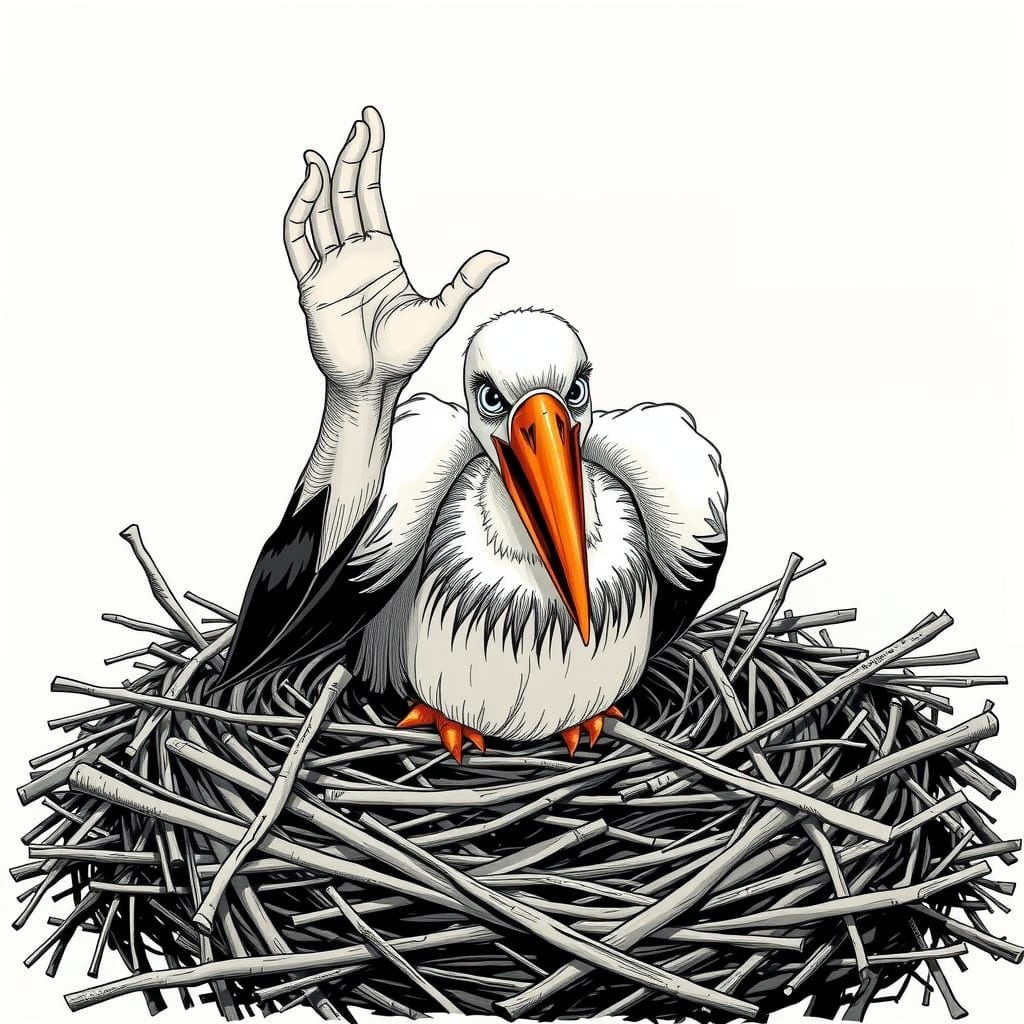 Surreal Hand Waves From Stork Nest Sketch