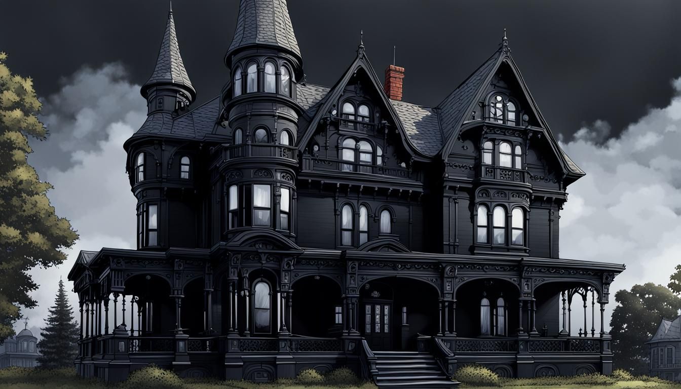 Eerie Victorian Manor in Winter: A Dark Fantasy Art Piece