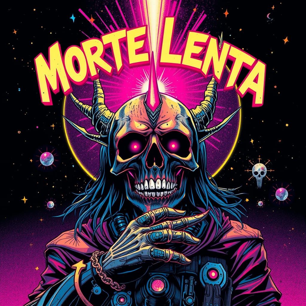 Cosmic Punk Legend Morte Lenta in Giger Moebius Style