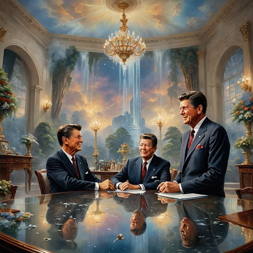 Reagan and Kennedy Discuss Politics in Heaven