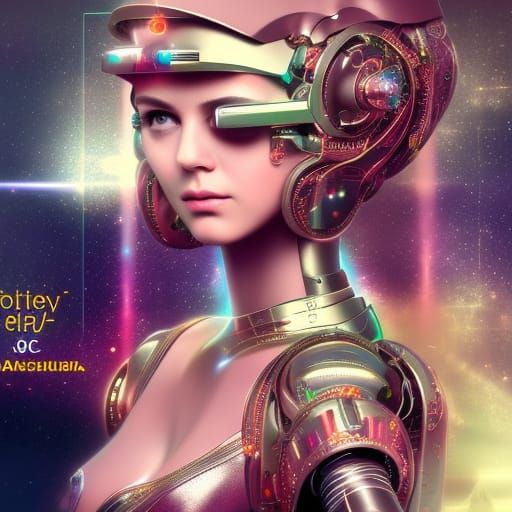 Detailed Female AI Robot in Digital Matte Painting