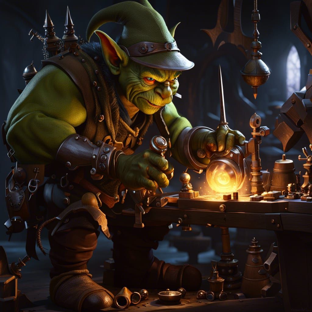 Goblin Tinkerer in Workshop: Fantasy Weapon Creation