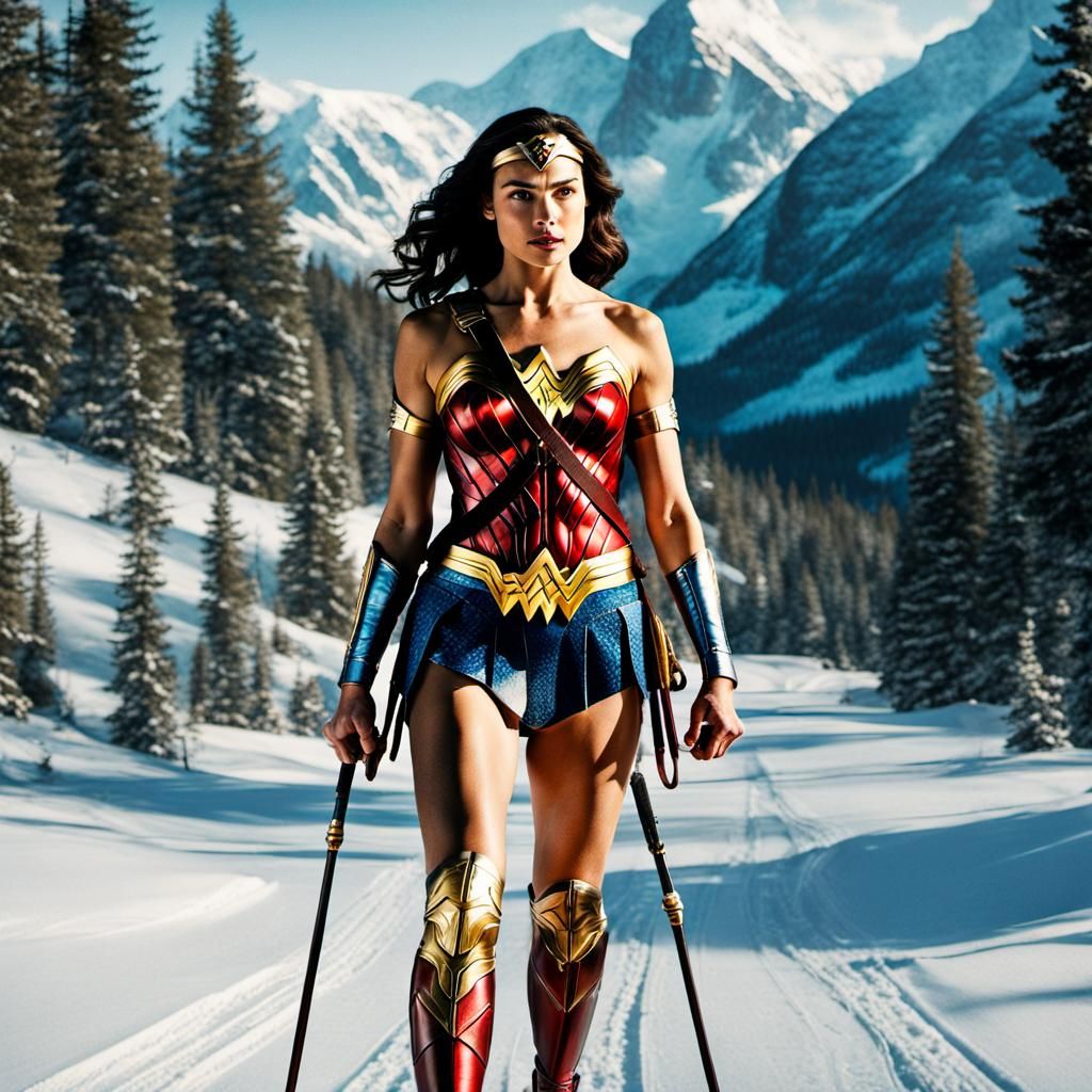 Wonder Woman on Ski Vacation in Sweden