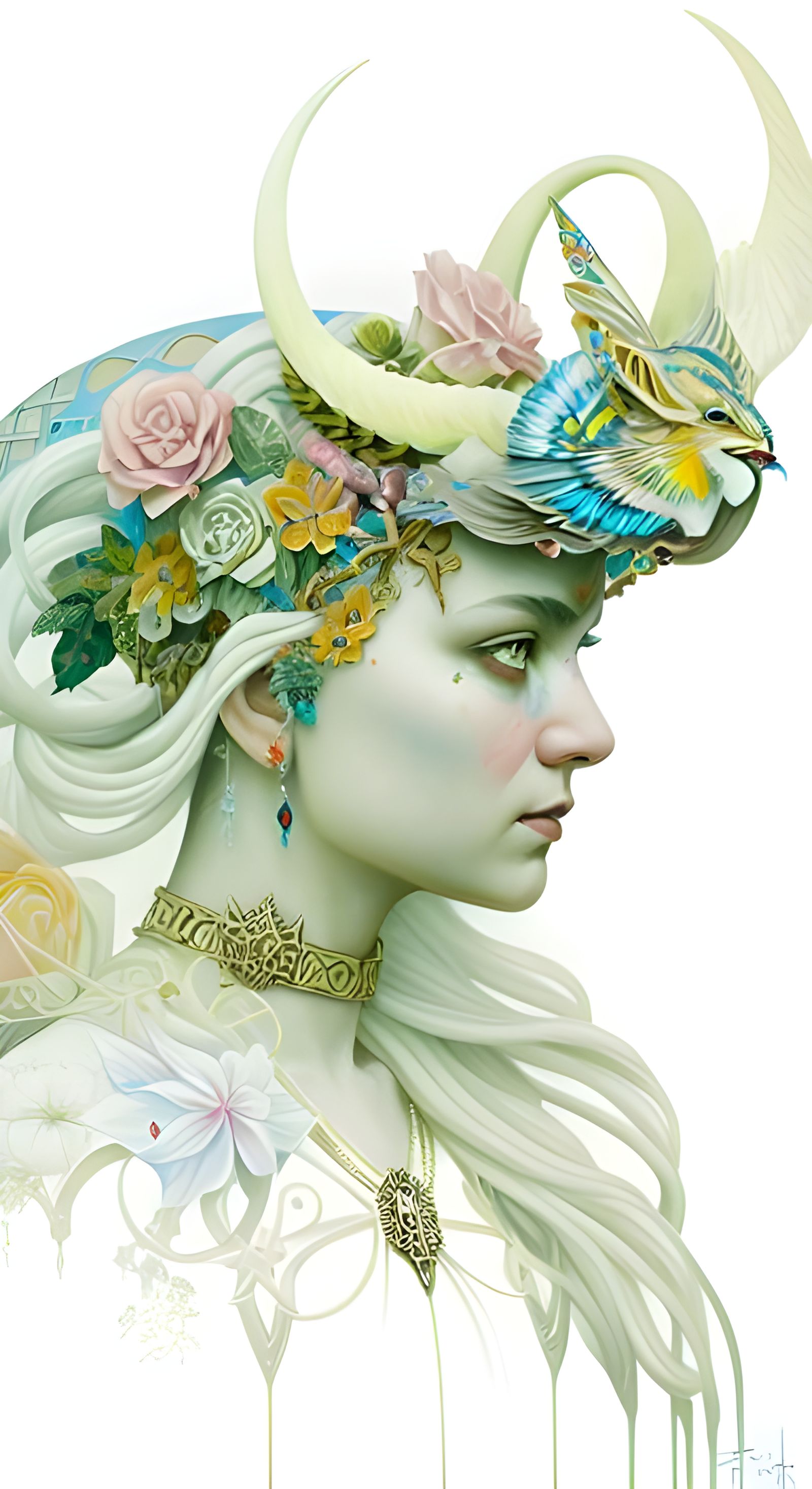 Art Nouveau Princess of War in Art Deco Style